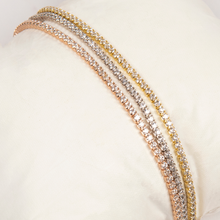 Load image into Gallery viewer, Three layered Tri Coloured Sterling Silver Tennis Bracelet
