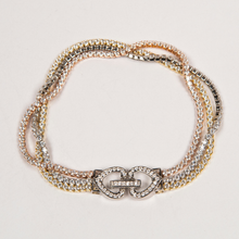 Load image into Gallery viewer, Three layered Tri Coloured Sterling Silver Tennis Bracelet