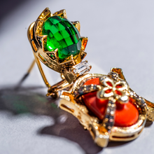 Load image into Gallery viewer, The Husna - A Beautiful Vision (Vintage Zammarud/Emerald and Marjaan/Coral Inspired Choker Set)