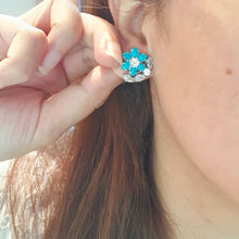 Load image into Gallery viewer, Vintage Turquoise Flower Tops