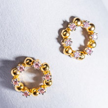 Load image into Gallery viewer, Halo Hoop Tops - Baby Pink and Gold | 925 Silver