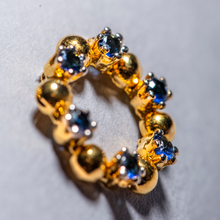 Load image into Gallery viewer, Halo Hoop Tops - Sapphire Blue and Gold | 925 Silver