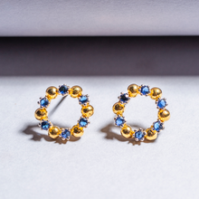 Load image into Gallery viewer, Halo Hoop Tops - Sapphire Blue and Gold | 925 Silver