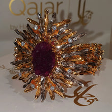 Load image into Gallery viewer, Qajar Hedgehog Bracelet with Raw Amethyst | Fine Silver