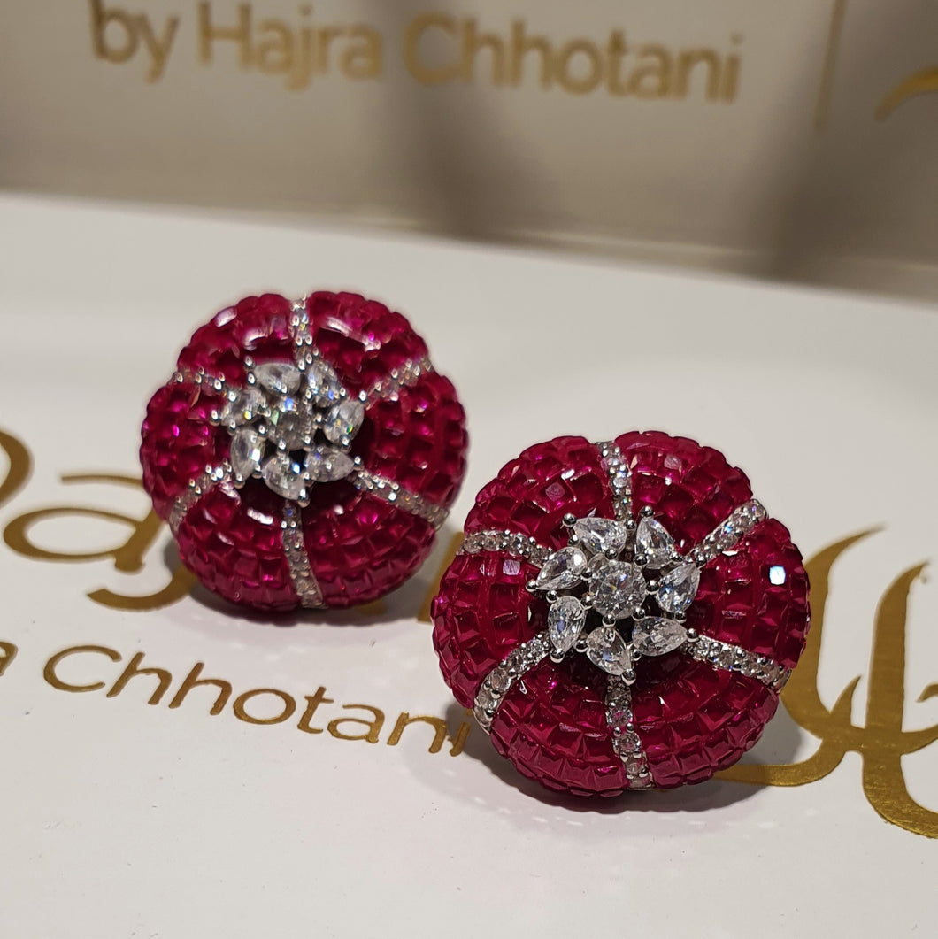 The Bling Button Luxury Glams Tops in Ruby Red