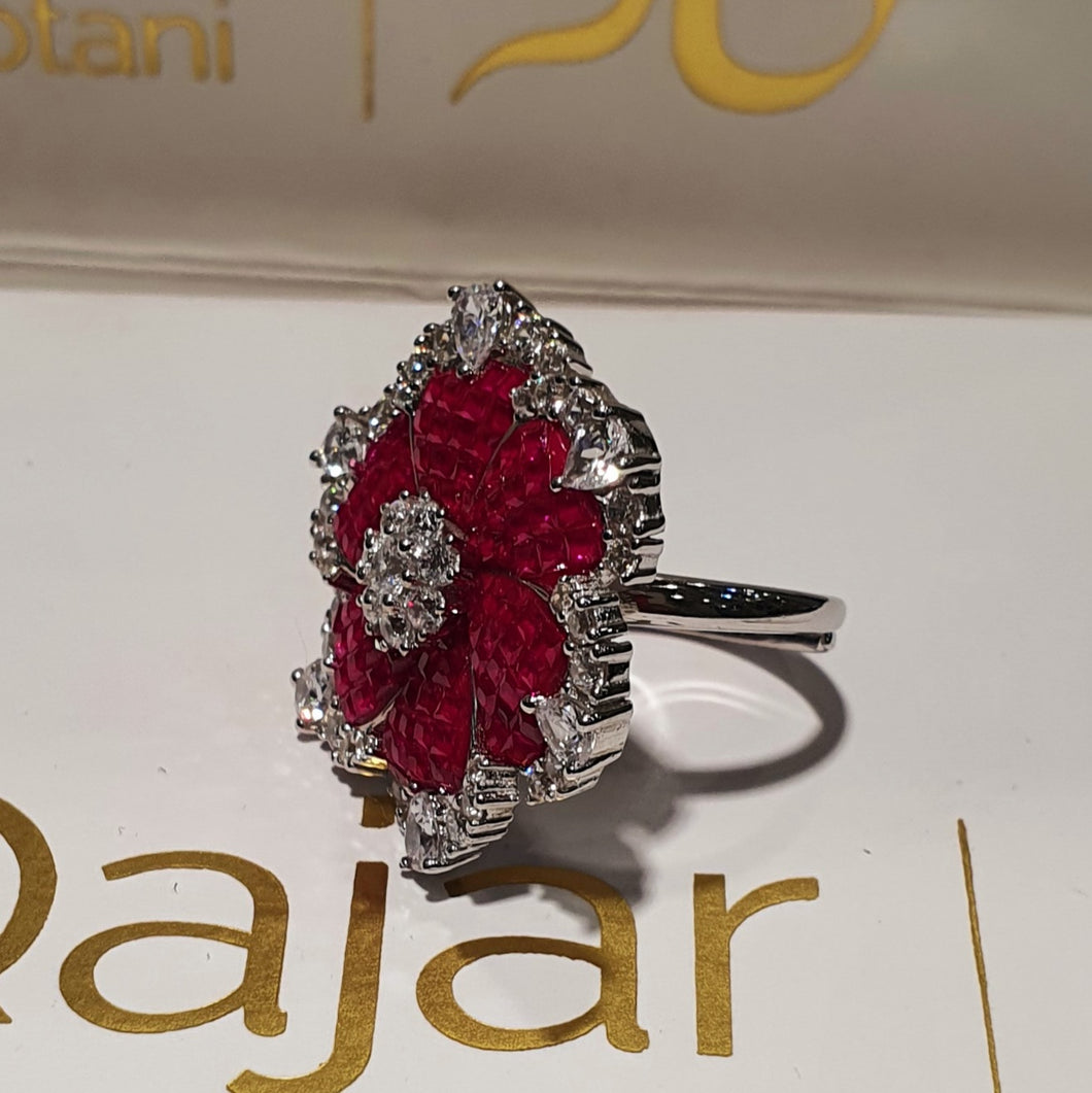 Red Floral Delight Ring | Premium 925 silver