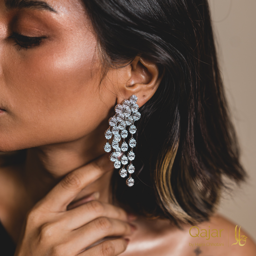 The Yin Yang Waterfall Earrings | Luxury 925 Metal | White