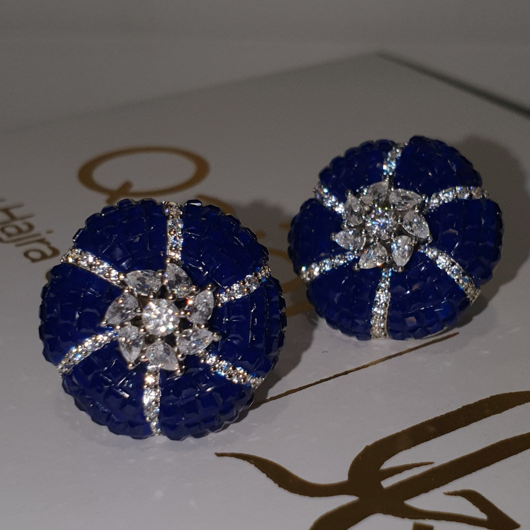 The Bling Button Luxury Glams Tops in Sapphire Blue