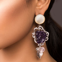 Load image into Gallery viewer, Moonstone and Amethyst Rock | Earrings
