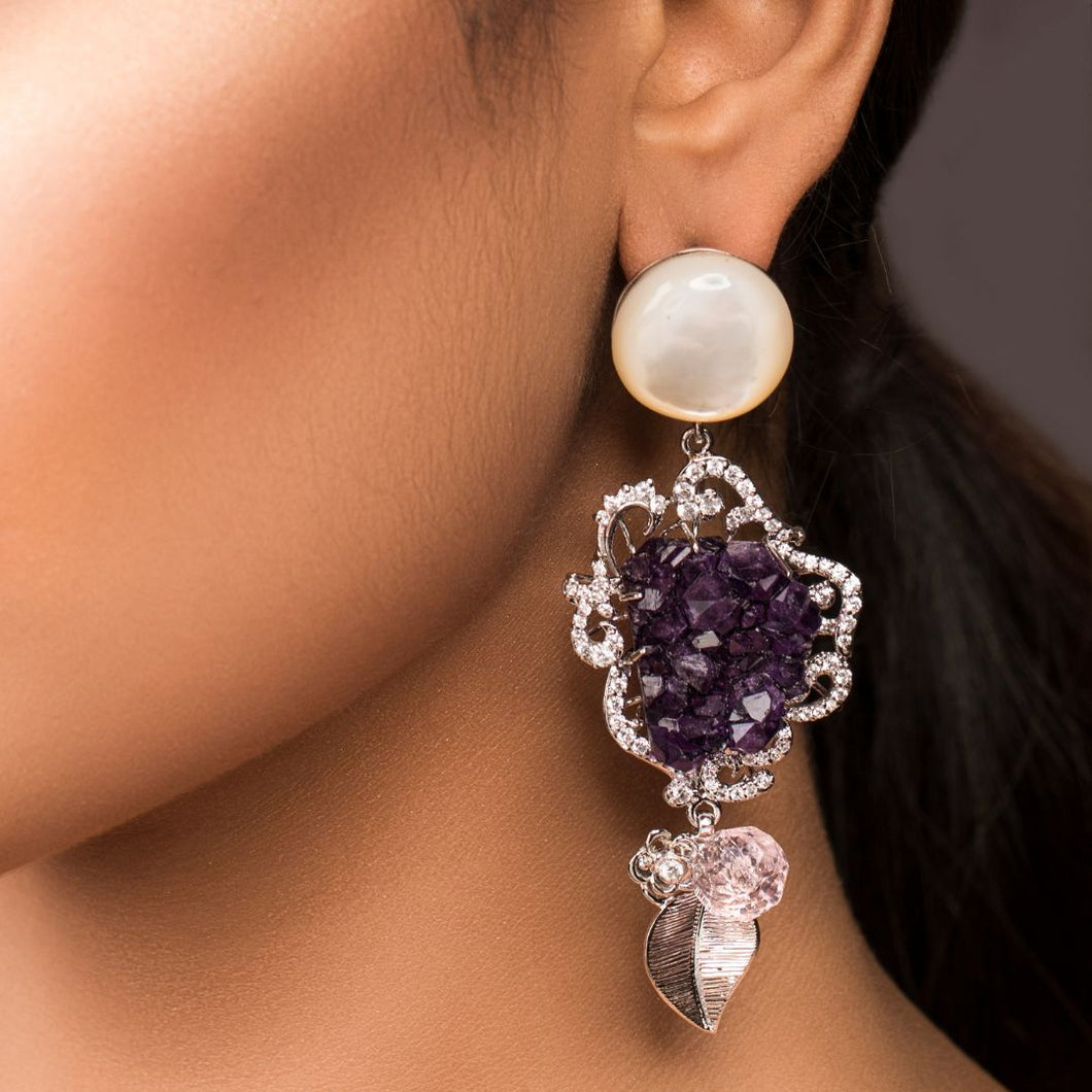 Moonstone and Amethyst Rock | Earrings