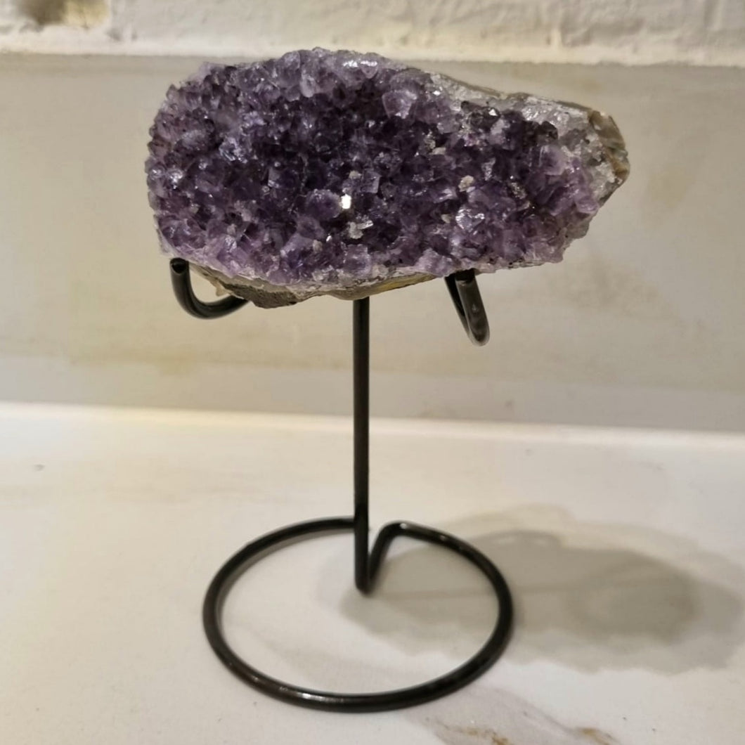 All Natural Amethyst Crystal with Metal Stand