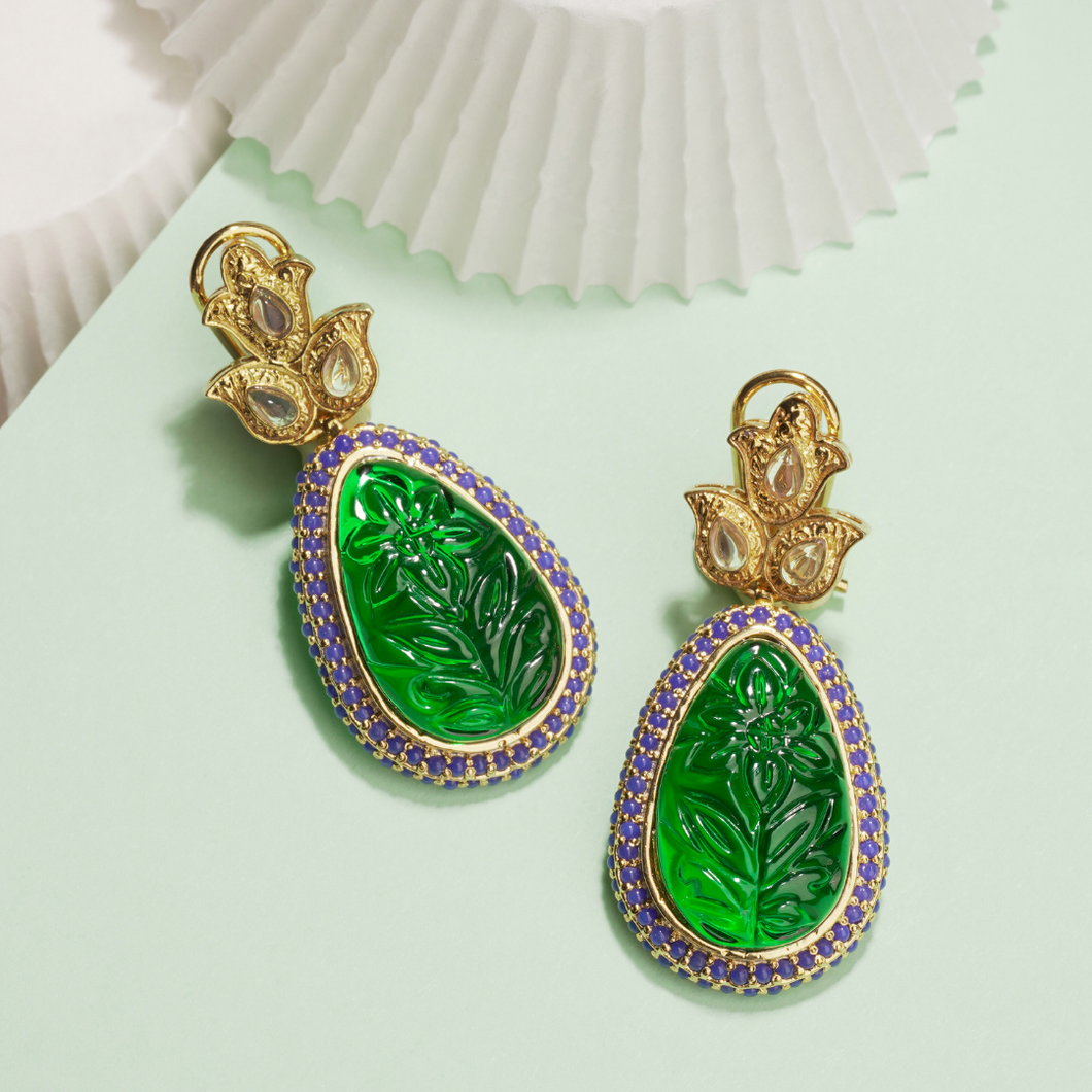 The Dynasty Earrings in Emerald Greens