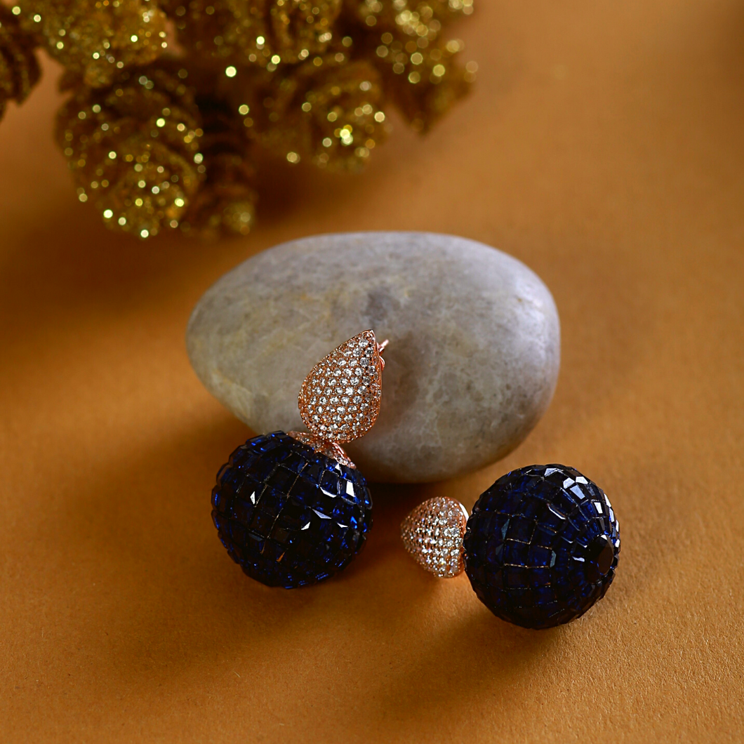 The Magnetic Deep Blue Luxury Ball Earrings