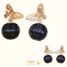 Load image into Gallery viewer, The Party Hostess - Social Butterfly Earrings in Deep Blue &amp; Burnt Oranges | HauteLook
