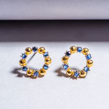 Load image into Gallery viewer, Halo Hoop Tops - Sapphire Blue and Gold | 925 Silver

