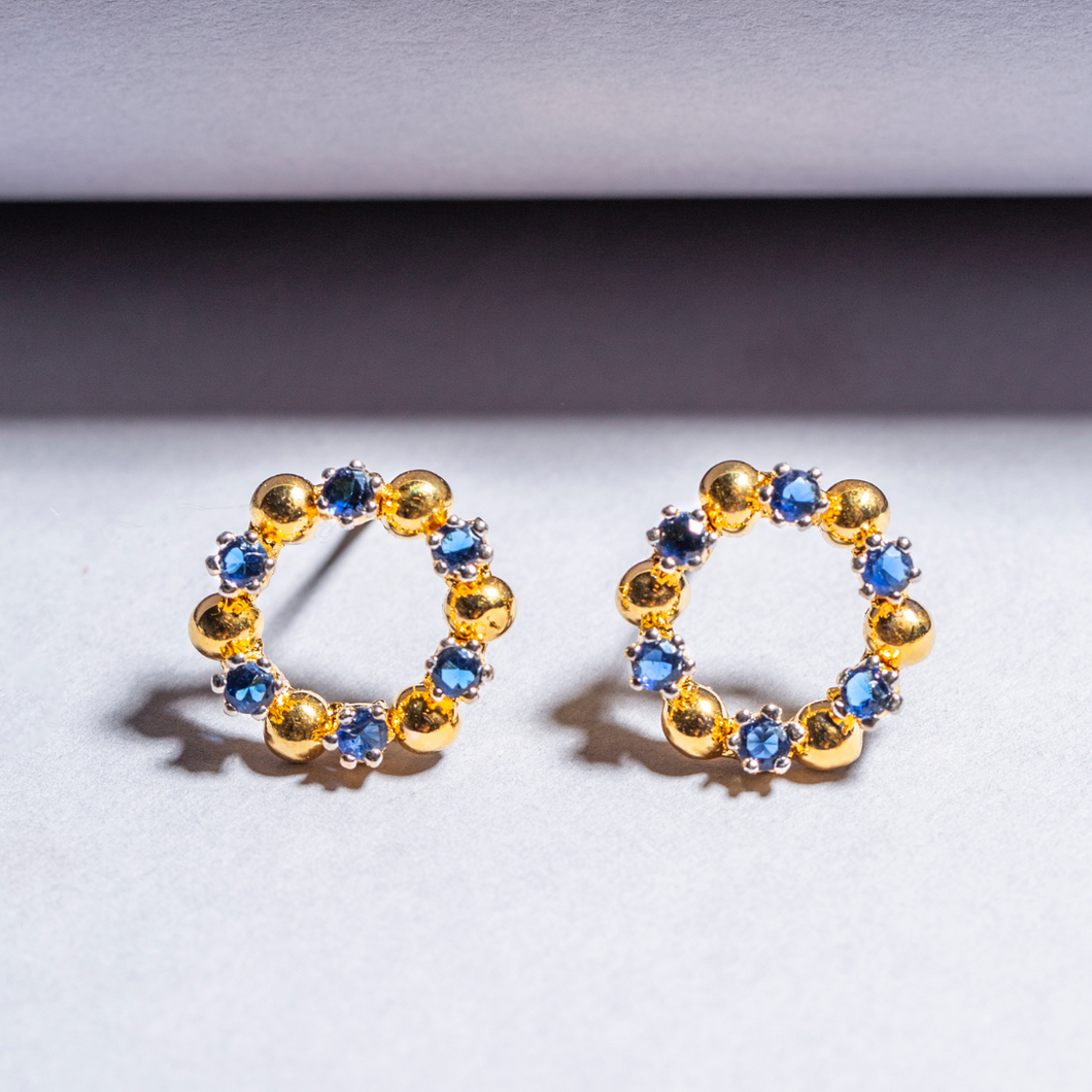 Halo Hoop Tops - Sapphire Blue and Gold | 925 Silver